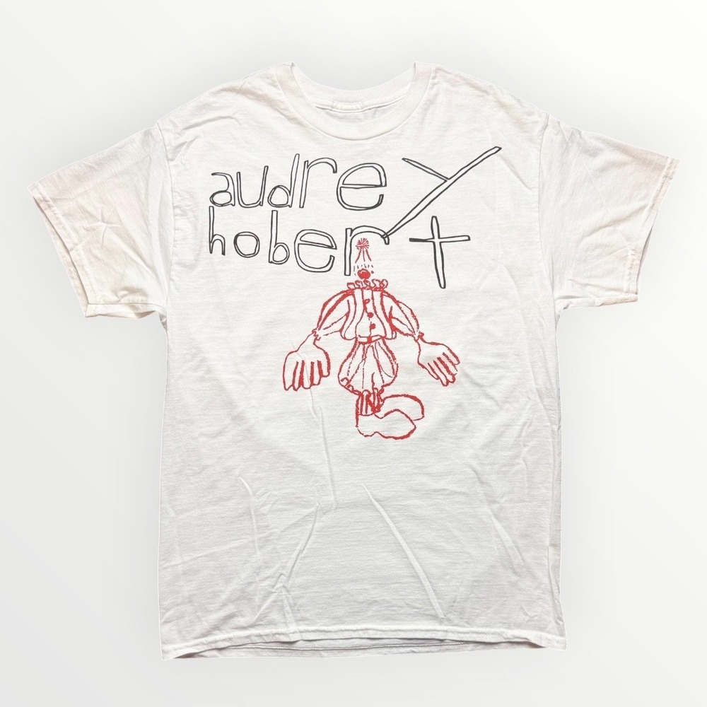 Audrey Hubert Concert Tour T-Shirt White Graphic Clown World Tour Dates Medium